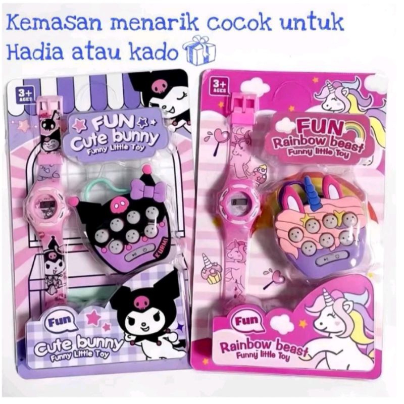 Jam tangan anak+pop It Karakter Lotso Kuromi unicorn Stelalou