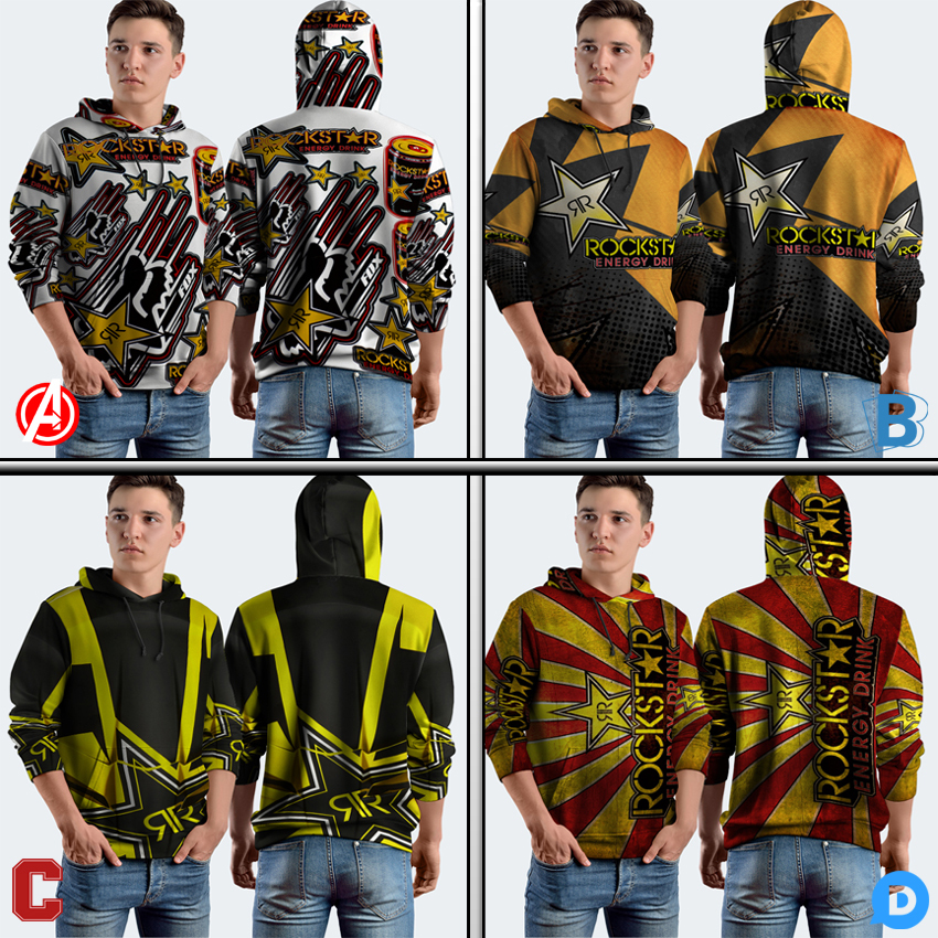 Jumper Hoodie Rockstar Hoodie Pullover Fullprint Bahan Polyester Jersey