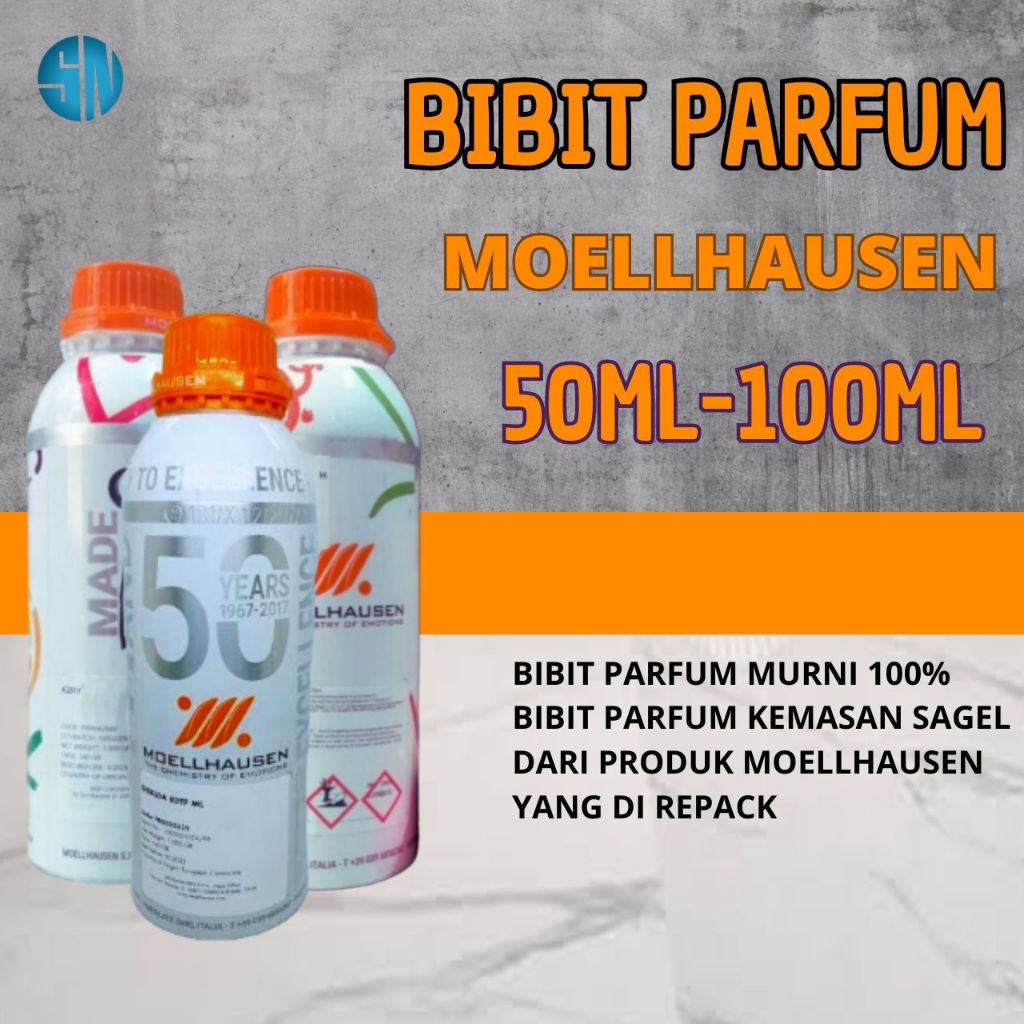 BIBIT PARFUM MURNI KEMASAN 100GR SEGEL PABRIK BY MOELLHAUSEN REPACK 50ml-100ml