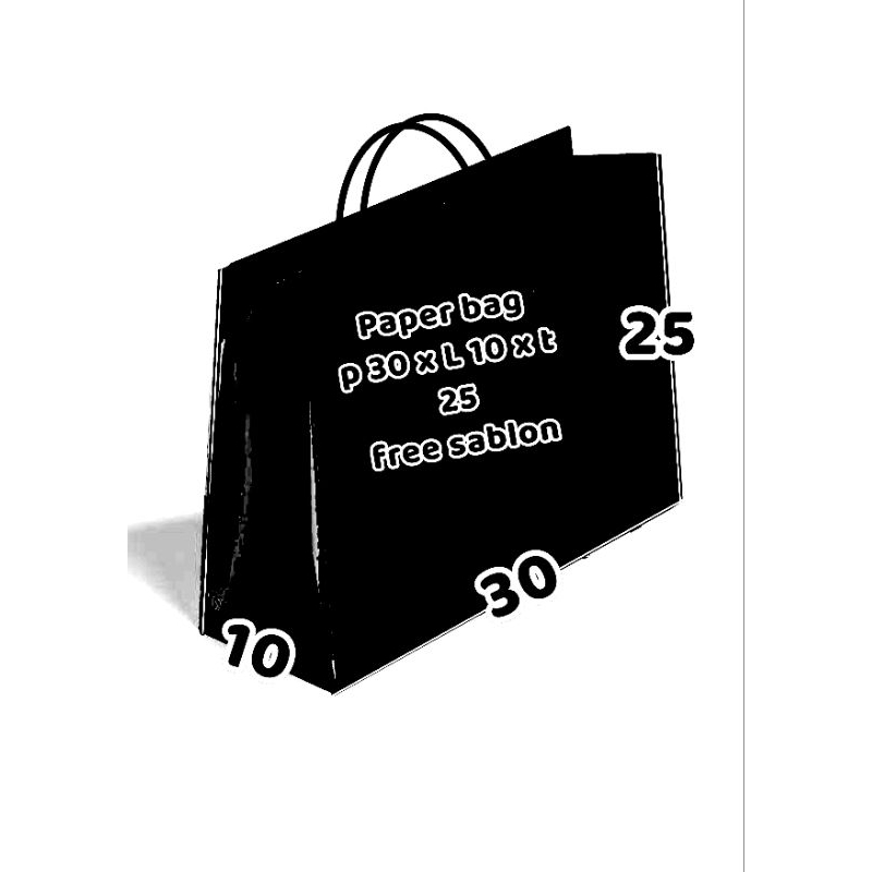 

Paperbag hitam 30 x 10 x 25 free sablon
