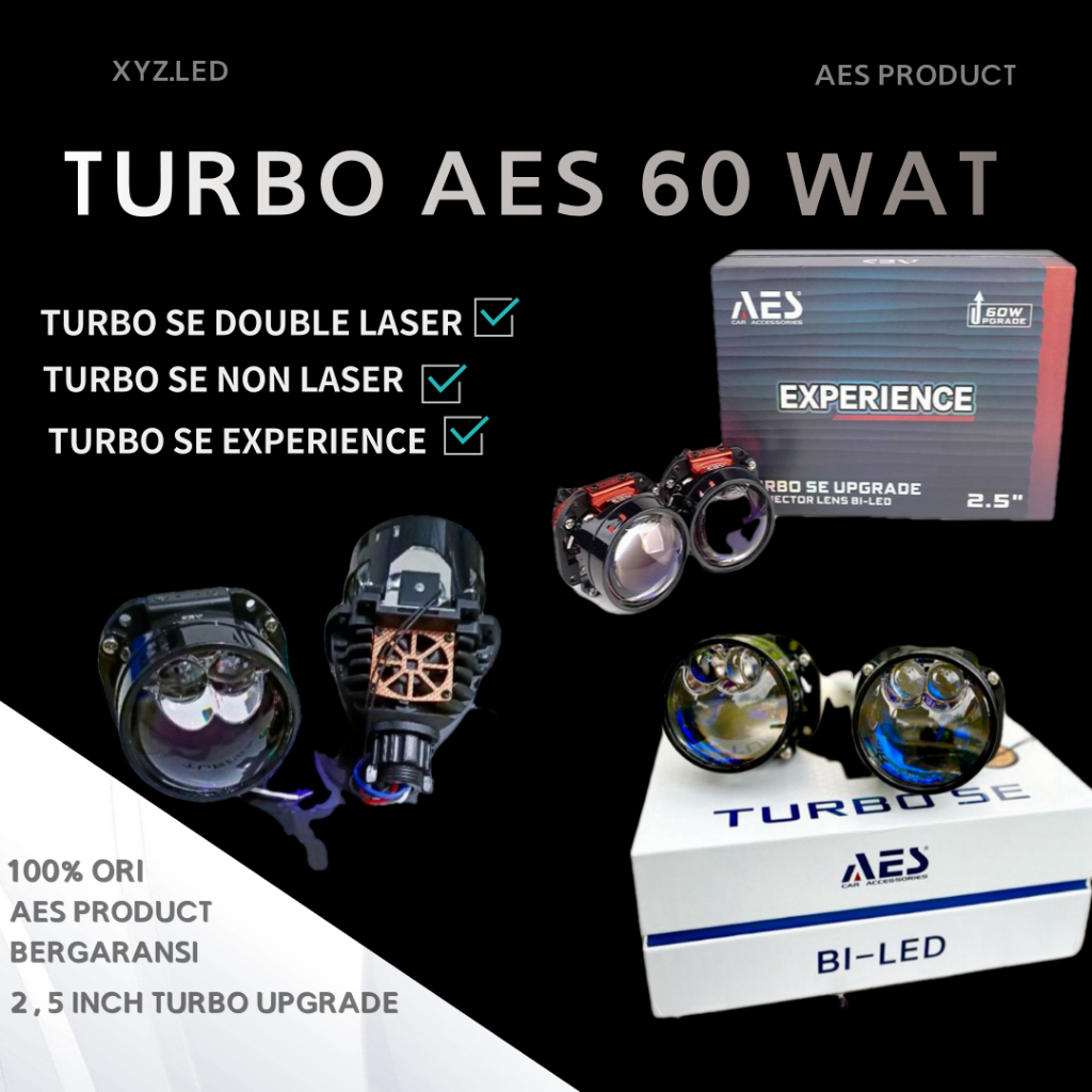 ORIGINAL AES LAMPU BILED TURBO GEN 3 AES 2,5 INCH LASER 60 WATT , TURBO SE EXPERIENCE 60 WATT DAN TU