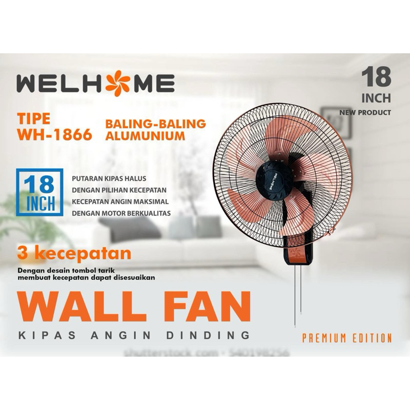 Wallfan / kipas Angin Dinding 18" welhome