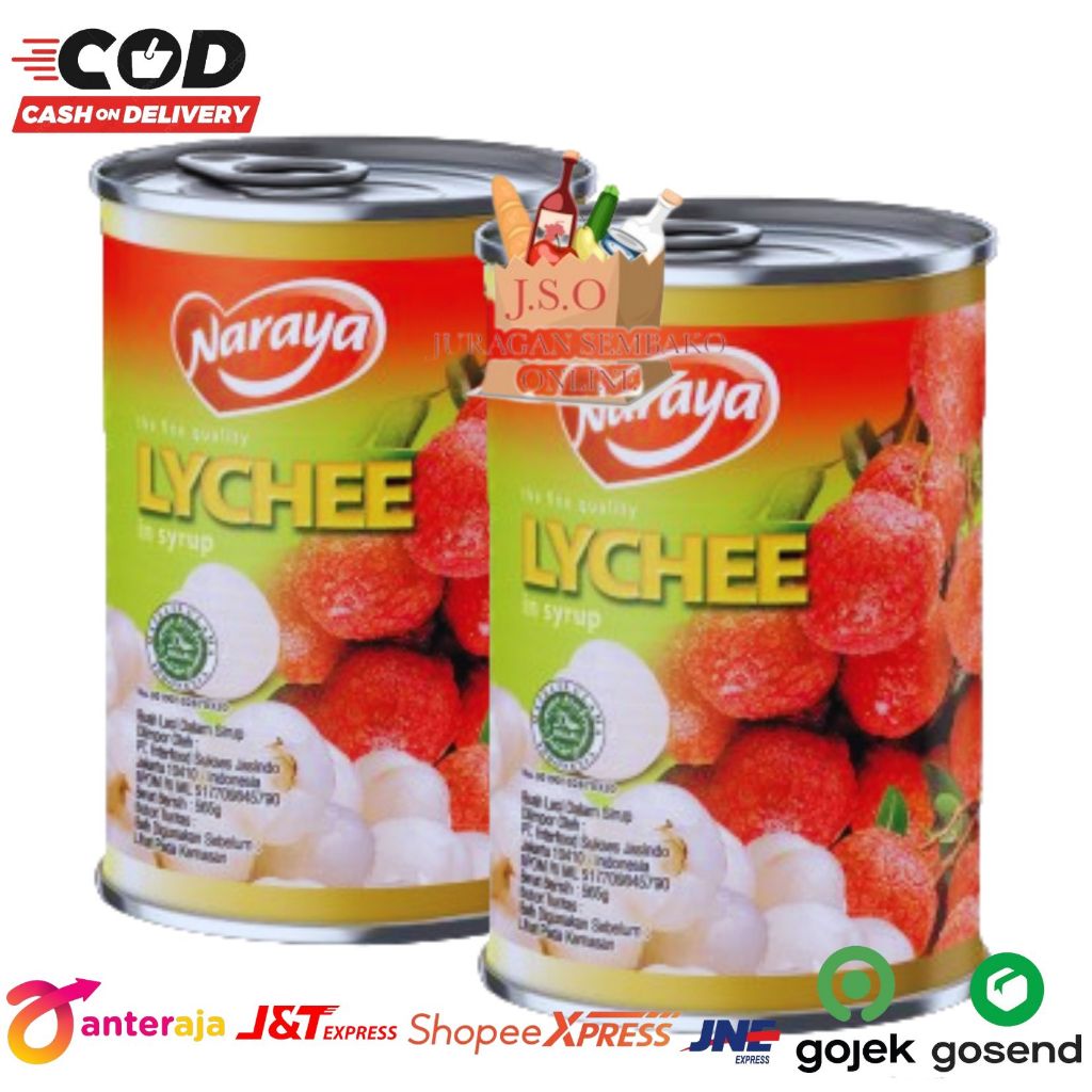 

[ JSO ] Naraya Lychee kaleng 565gr Lychee in syrup Buah Lychee Kaleng Leci Kaleng Buah Lychee