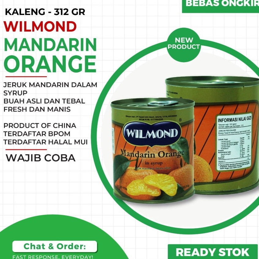 

Order WILMOND Mandarin Orange in Syrup 312gr Jeruk Mandarin Kaleng