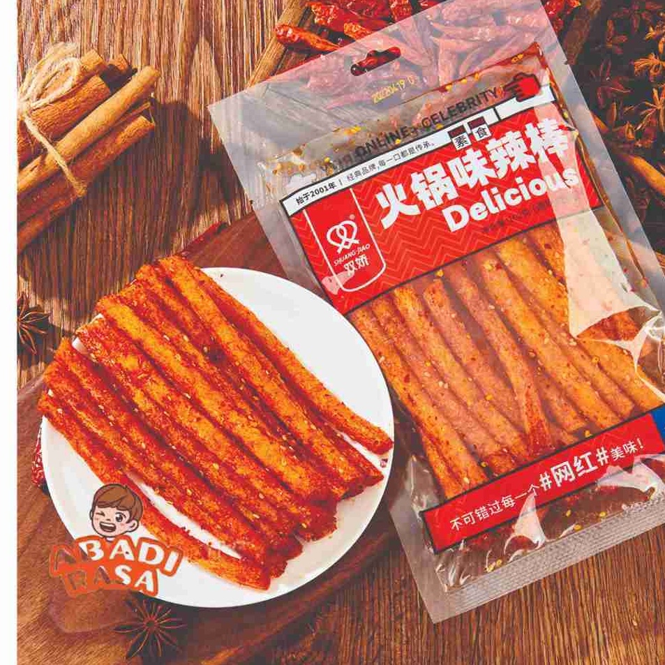 

Barang baru Shuang Jiao Latiao Delicious Vegetarian 12 Gr Cemilan Siap Saji HALAL