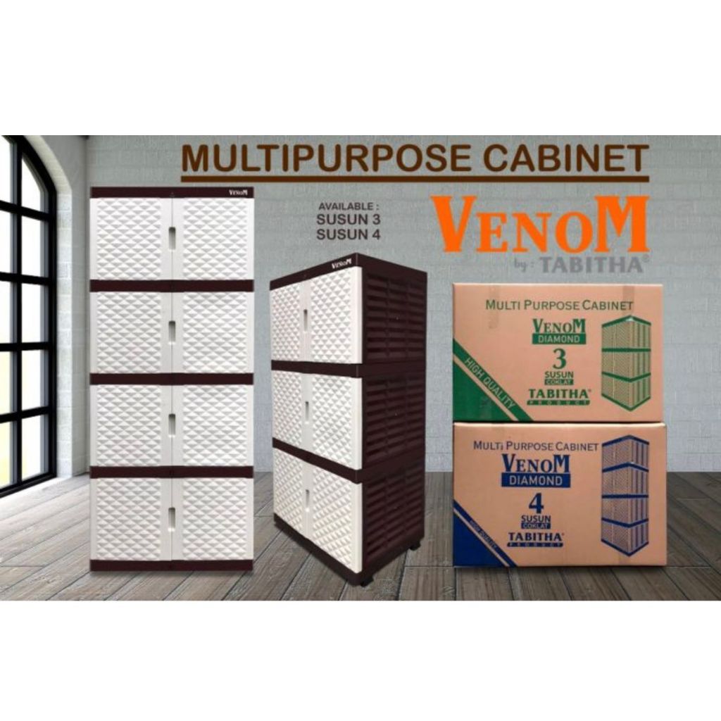 [TABITHA] Lemari Plastik Tabitha Polos Termurah - 3 Dan 4 Susun Jumbo