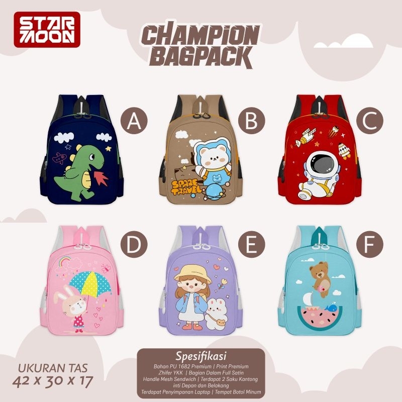 Tas Ransel Anak SD Laki laki dan Perempuan Champion Backpack by Starmoon