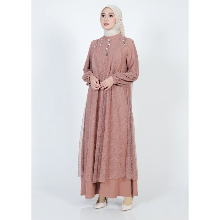 NEW COLLECTION FASHION PAKAIAN MUSLIM WANITA DRESS BROKAT BUSANA GAMIS CHANTILY Al-BUKHARI ELZATTA