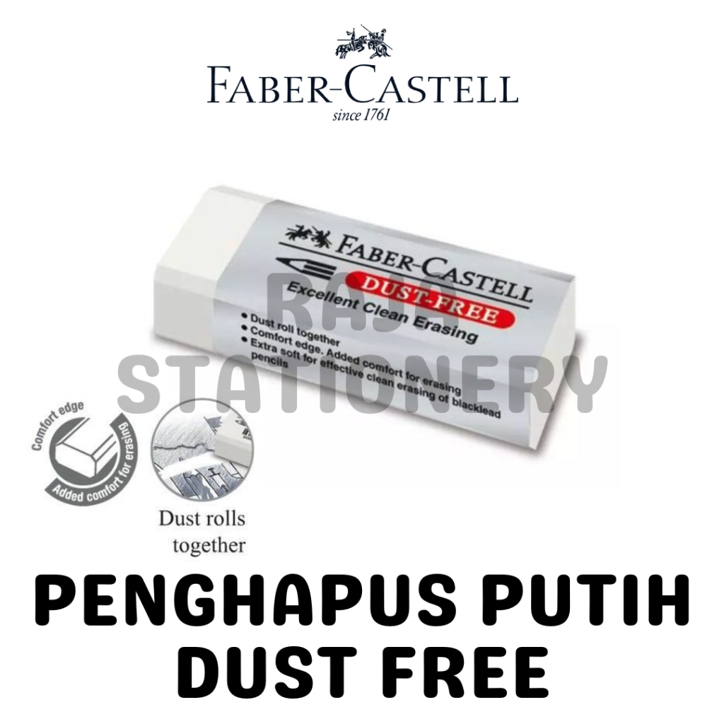 

Faber Castell DUST FREE Eraser White SMALL BIG / Penghapus Faber PUTIH Kecil Besar Bersih Kantor Kertas Anak Sekolah