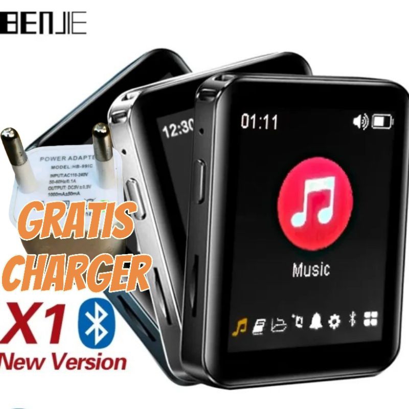 Benjie X1 Layar Sentuh Bluetooth video metal mp3 Player portable FM radio iPod nano Walkman ruizu