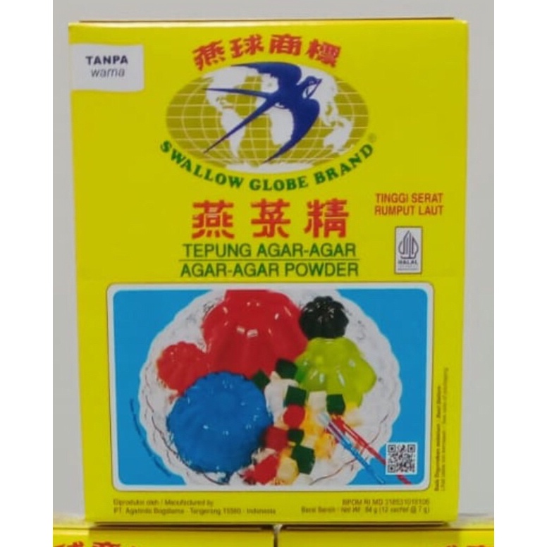 

Promo baru Agar Agar Swallow Globe 1 box isi 12 sachet BeningPlain
