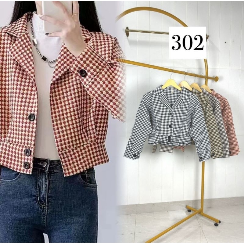 Blazer wanita Motif Kotak Kotak 302
