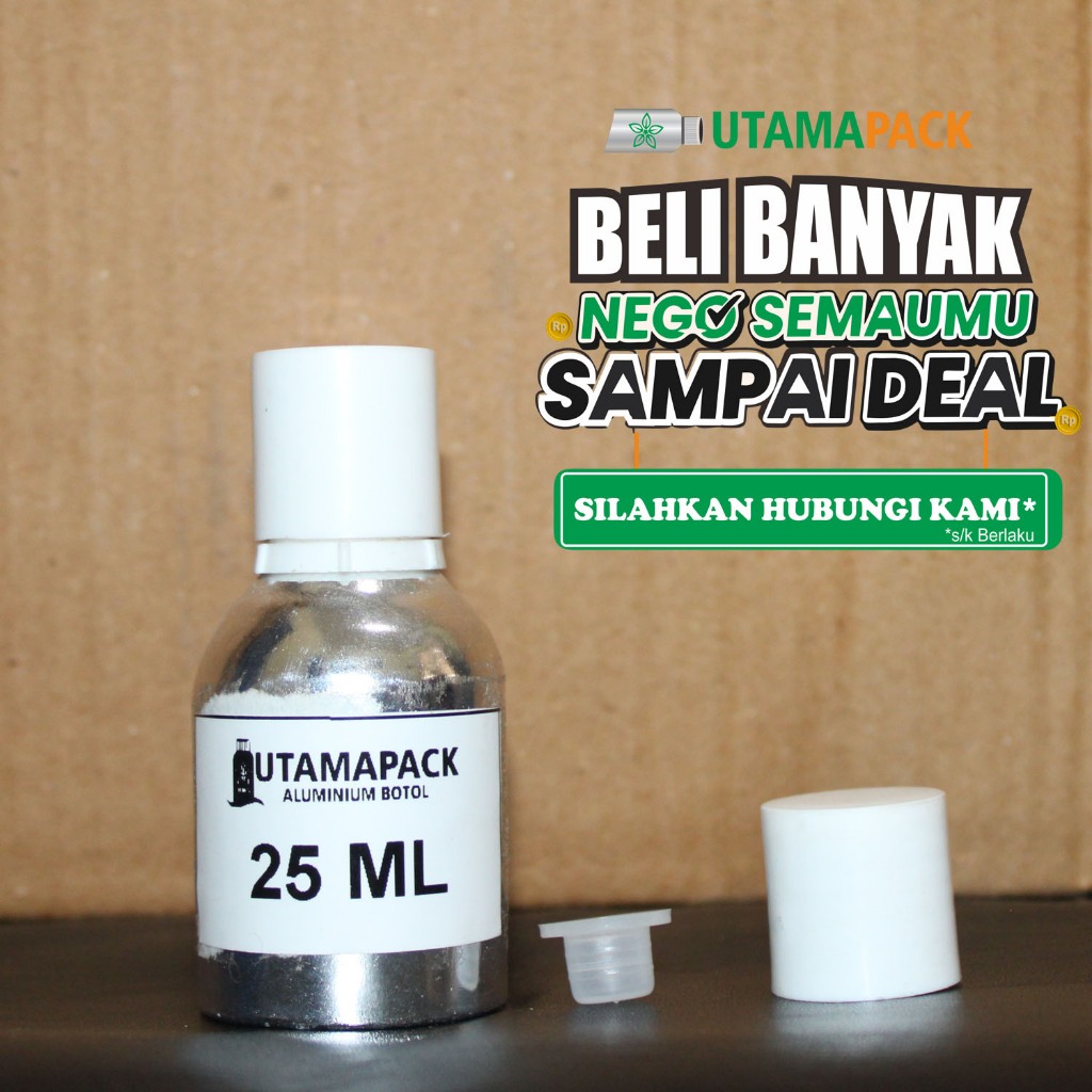 botol Alumunium 25 ml untuk kimia, parfum, minyak atsiri dan lainya