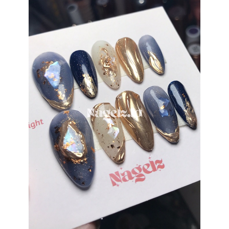 Blue Set Nails - - PRESS ON NAIL / KUKU PALSU / NAIL ART / KUKU PALSU MURAH / KUKU PALSU MEDAN / PRE