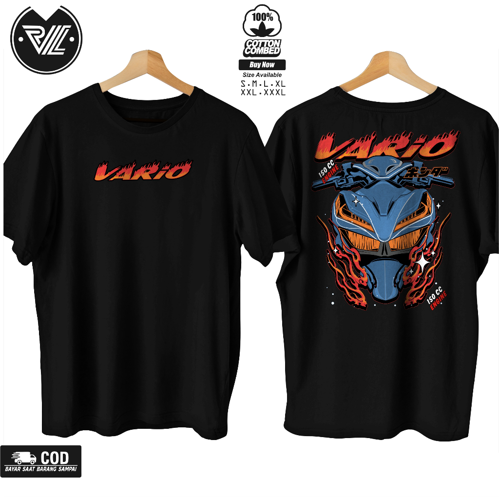 Kaos Motor VARIO 150cc Engine Api New Series Cotton Combed 30s / Kaos Pria Distro Motor / Kaos Honda