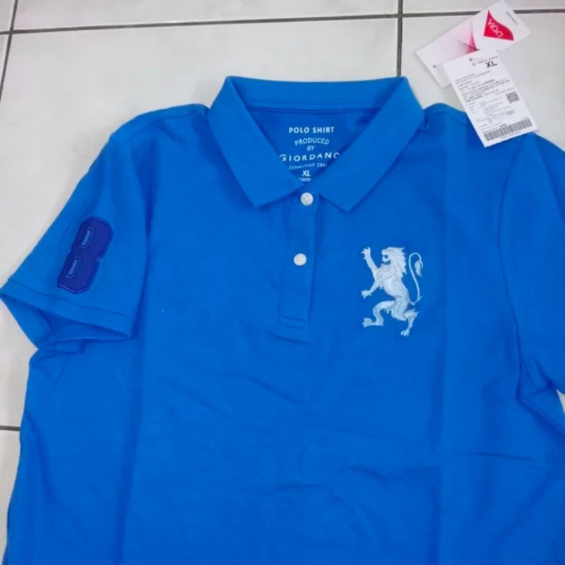 Baju Polo Shirt ori Giordano 3D Lion Women Wanita Nebulas Blue size XL
