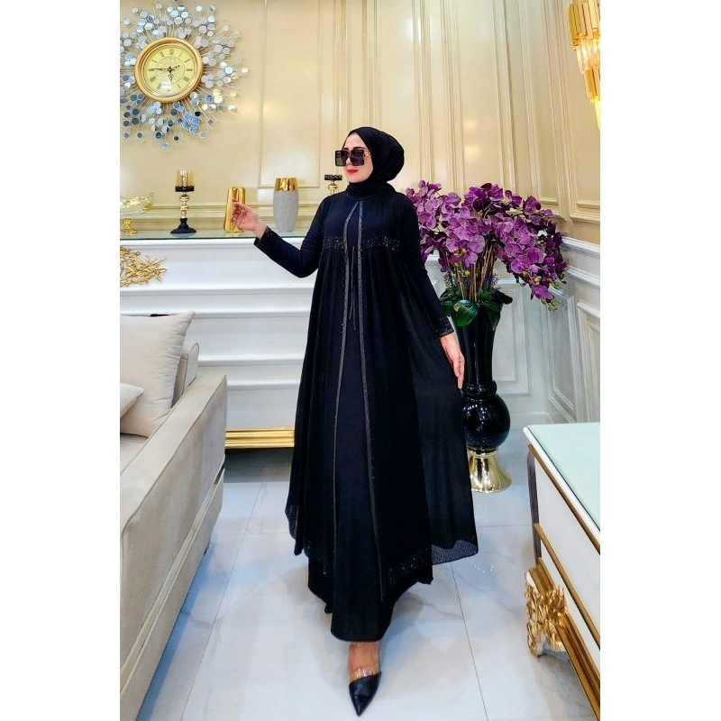 MAMACHA - ABAYA TURKEY DUBAY JERSEY MIX CERUTY BABY DOLL PREMIUM | gamis lebaran 2024 busui modis me