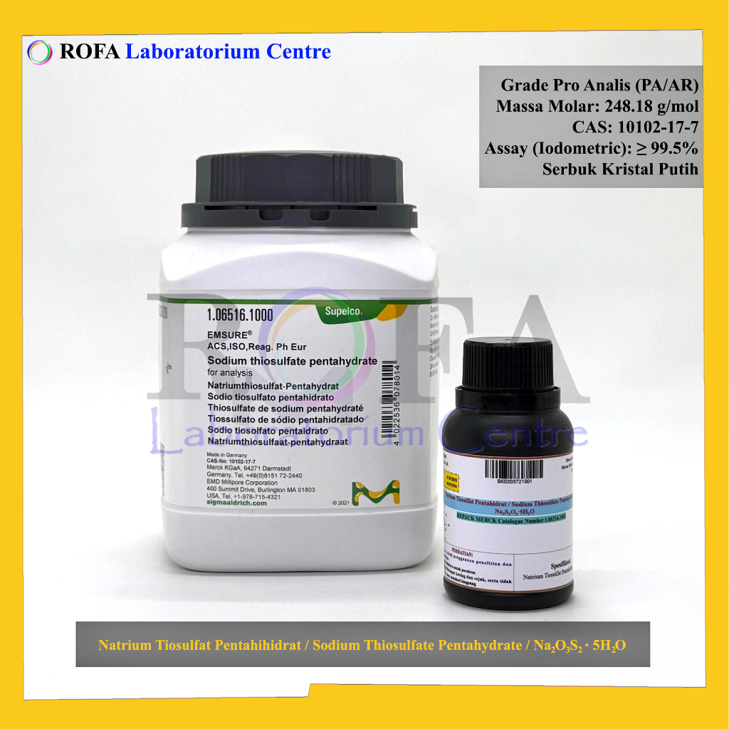 Natrium Tiosulfat Pentahidrat / Sodium Thiosulfate Pentahydrate / Na2S2O3.5H2O Pro Analisis Eceran 1