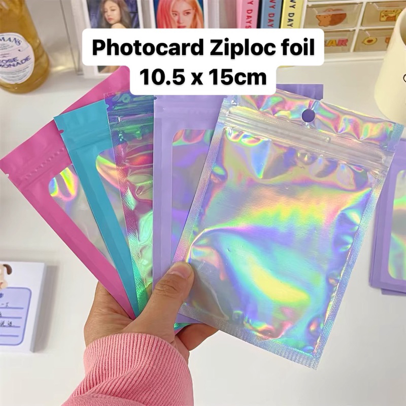 

Foil Photocard Ziplock Seal Packing 10.5 x 15cm / Kantong Plastik Klip Aksesoris kartu snack / Kemasan Segel Premium waterproof Impor