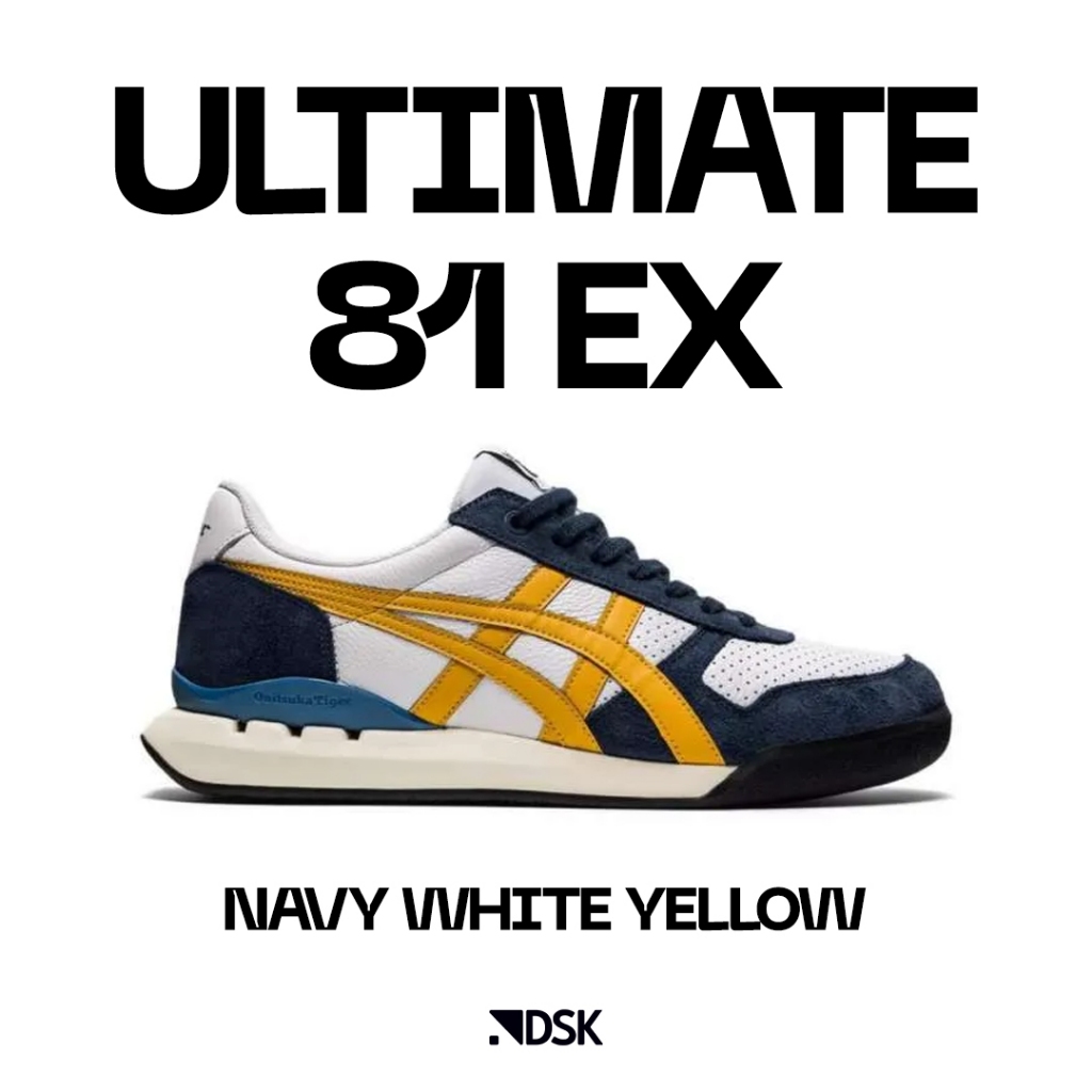 Onitsuka Tiger Ultimate EX 81 Navy White Yellow 100% Original Sneakers Casual Pria Wanita Sepatu Ori