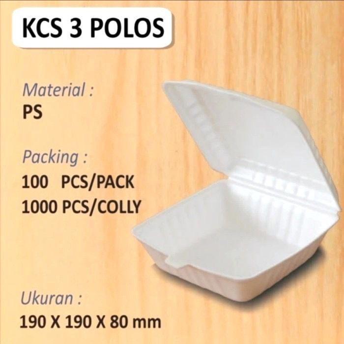 [100pc] sterofoam KCS 3 polos / sterofoam polos / sterofoam nasi / nasi kotak / kotak nasi / styrofo