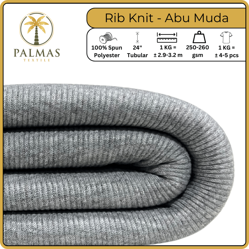 Kain Rib Knit - Abu Muda Misty/M71 (Bahan Kaos)