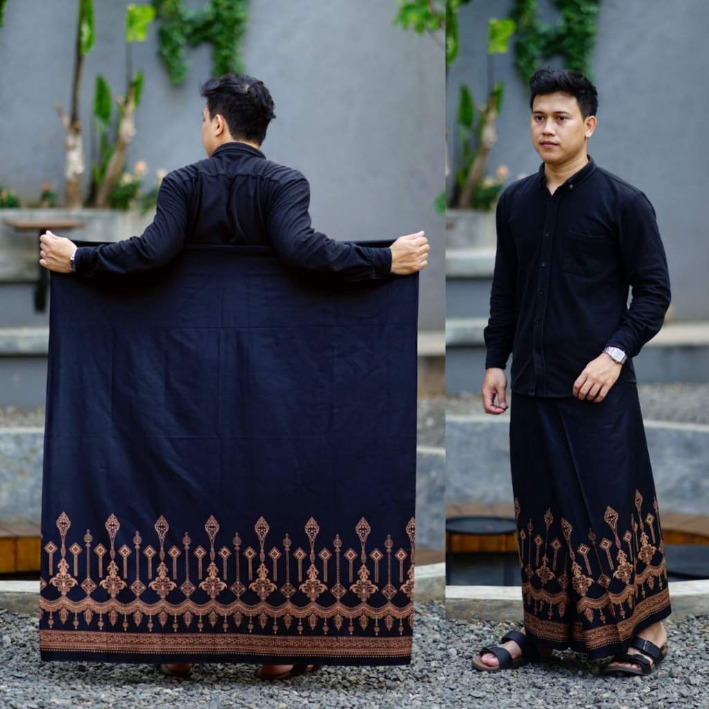 Sarung Hitam Polos Bukan Wadimor Sarung Batik Motif Serambi Aceh - Pagar Alam - Balimoon Putih Sarun