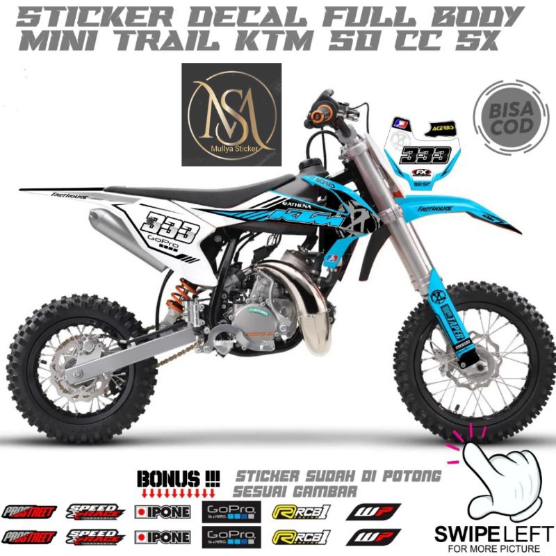 stiker decal full body mini trail 50 cc sx warna sky blu