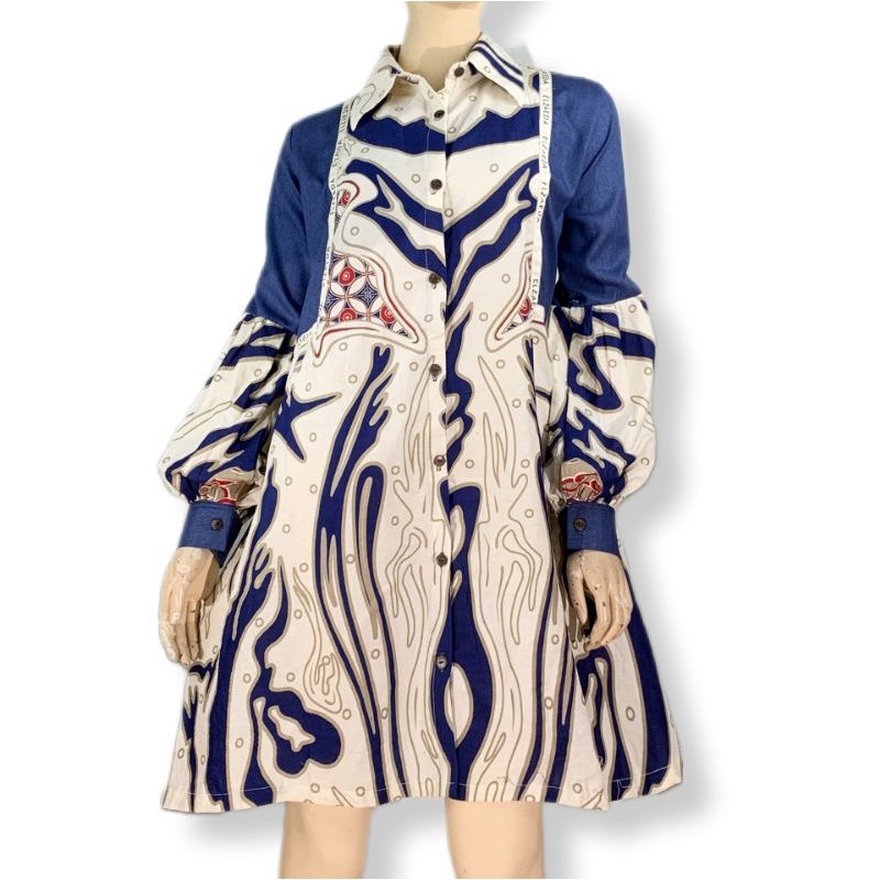 Elzaeda Tunik Batik Wanita Jumbo Busui Kancing Depan LD 120, 130, 140, 150cm