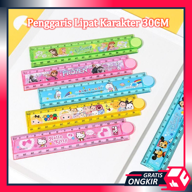 

Gratis Ongkir - S6136 Penggaris Lipat Plastik Anak / Penggaris Lipat Karakter 30CM