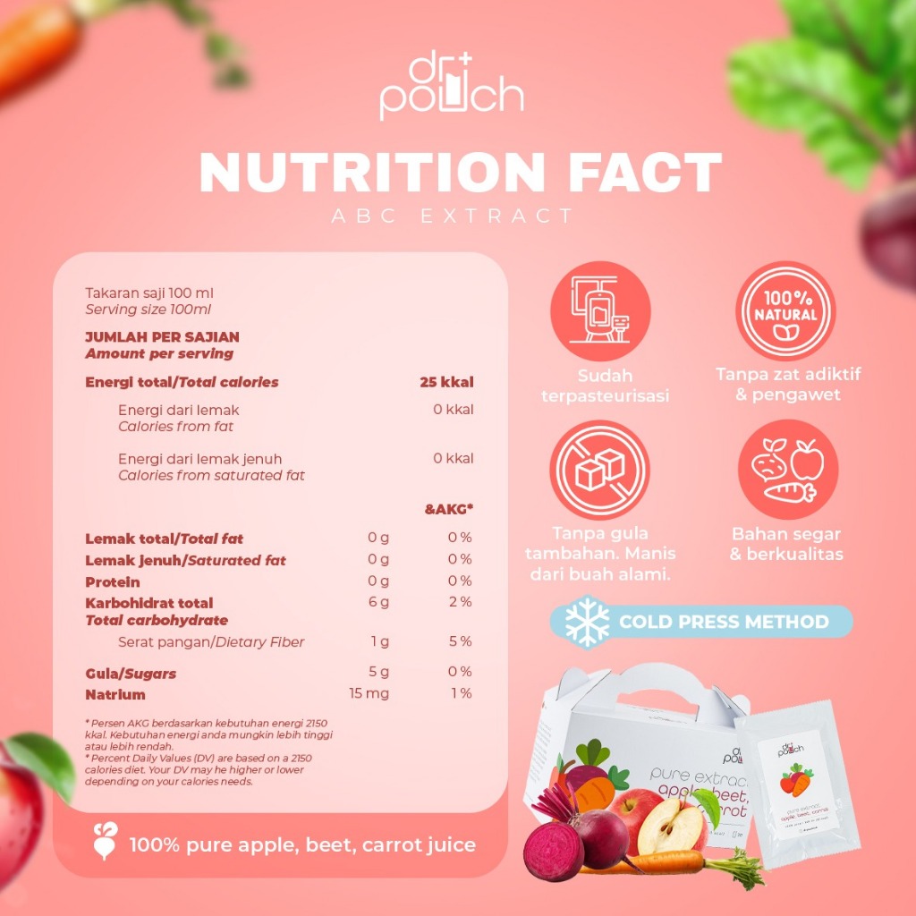 

DrPouch Korean Premium ABC Extract (Apple, Beet, Carrot) - Isi 30 Sachet