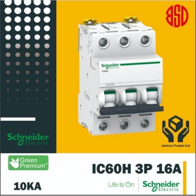 MCB 3P 16A SCHNEIDER 3 PHASE 16 AMPERE ORIGINAL