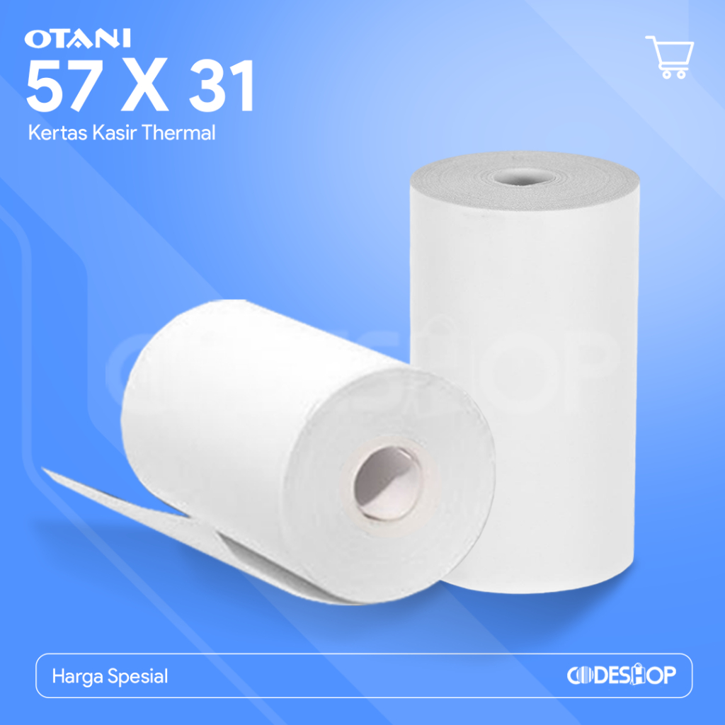 

Otani Kertas Thermal 57x31 mm Cetak Struk Kasir Warna Hitam Tanpa Core