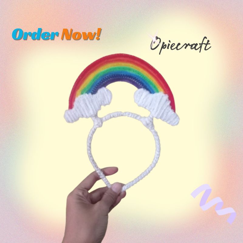 Bando pipe cleaner/bando kawat bulu/bando pelangi/bando karakter pelangi/bando anak perempuan/bando 