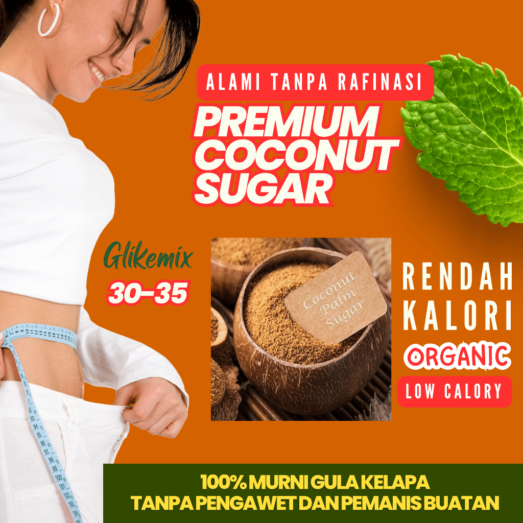 

Gula Diet Coconut Brown Sugar Asli Rendah Kalori 250g