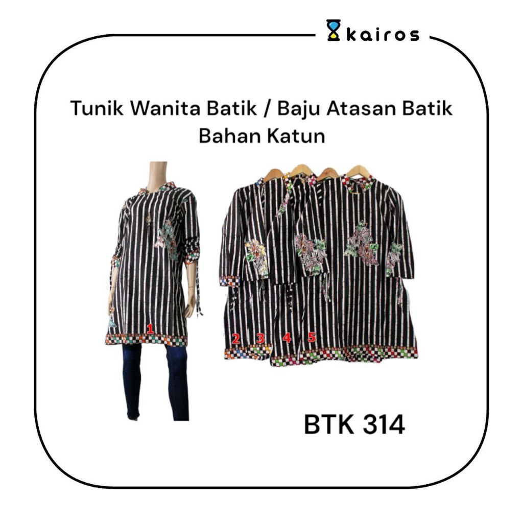 Tunik Wanita Batik / Baju Atasan Batik Wanita Dewasa Bahan Katun