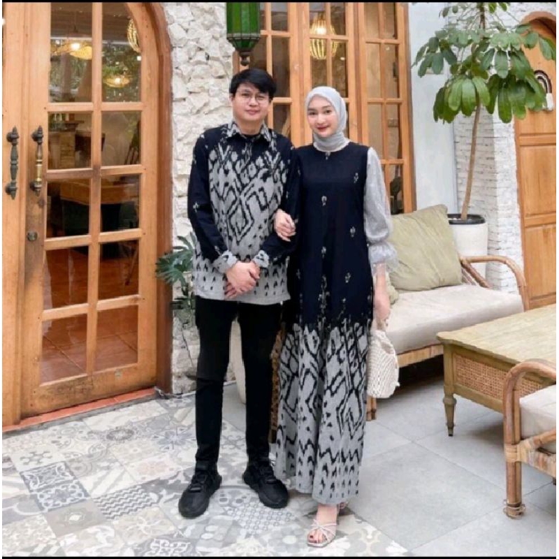 Couple tenun dress pasangan kondangan outfit kekinian terlaris