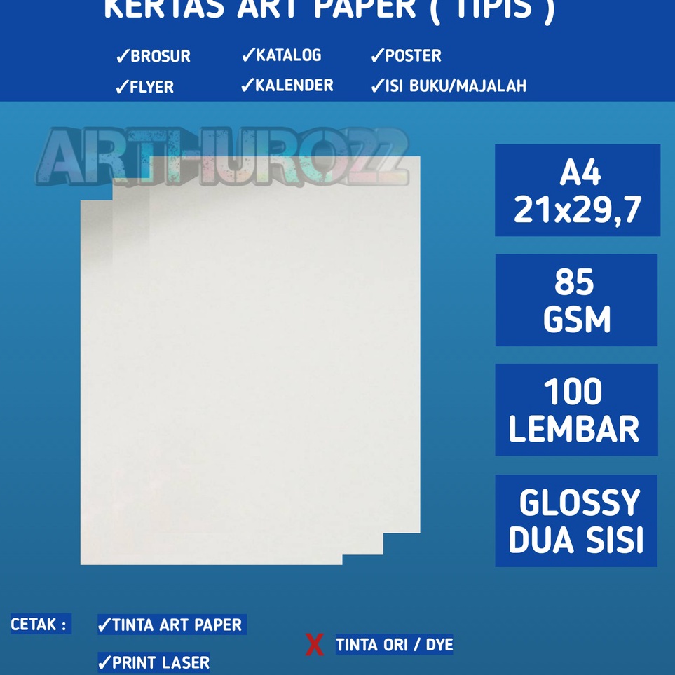 

Murah Harga kertas art paper 85 GSM A4 isi 1 lembarArt paper tipis 85 gram
