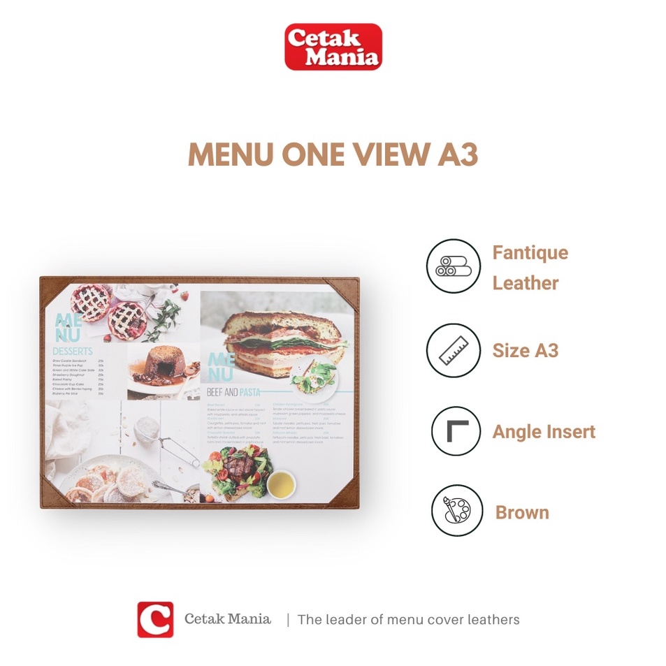 

Top Shipment MENU KULIT ONE VIEW ELEGAN A3 BUKU MENU KULIT COVER MENU MENU COVER CETAK MANIA