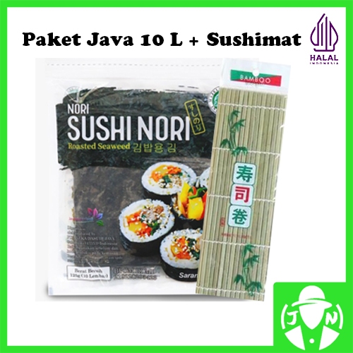 

Paket sushi nori 10 JAVA + bambu penggulung halal MUI murah bento kimbap seaweed rumput laut