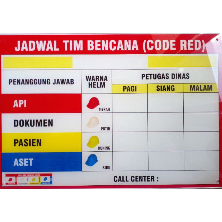 

ART H98P Papan Jadwal Tim Bencana CODE RED