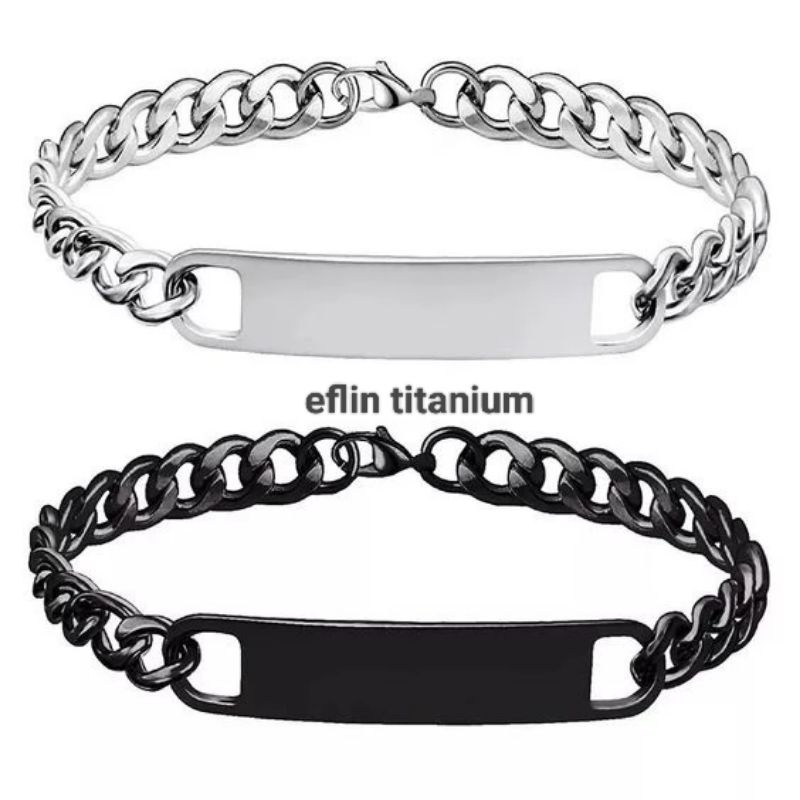 GELANG RANTAI PRIA MODEL PLAT TITANIUM TERBARU ANTI KARAT/GELANG RANTAI TITANIUM