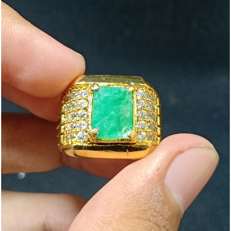 BATU ZAMRUD COLOMBIA OCTAGON ASLI NATURAL SIAP PAKAI