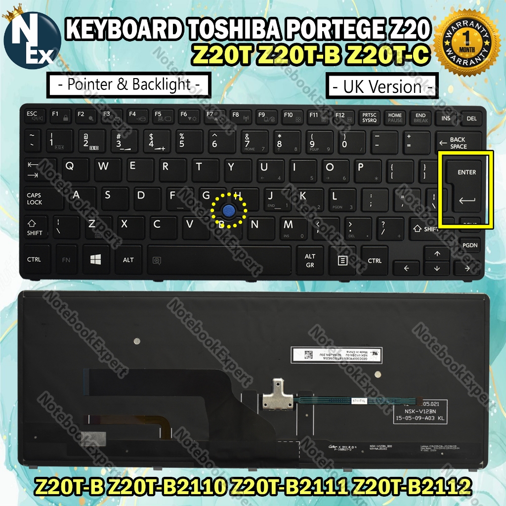 KEYBOARD TOSHIBA PORTEGE Z20 Z20T Z20T-B Z20T-B2110W8 BACKLIGHT POINTER