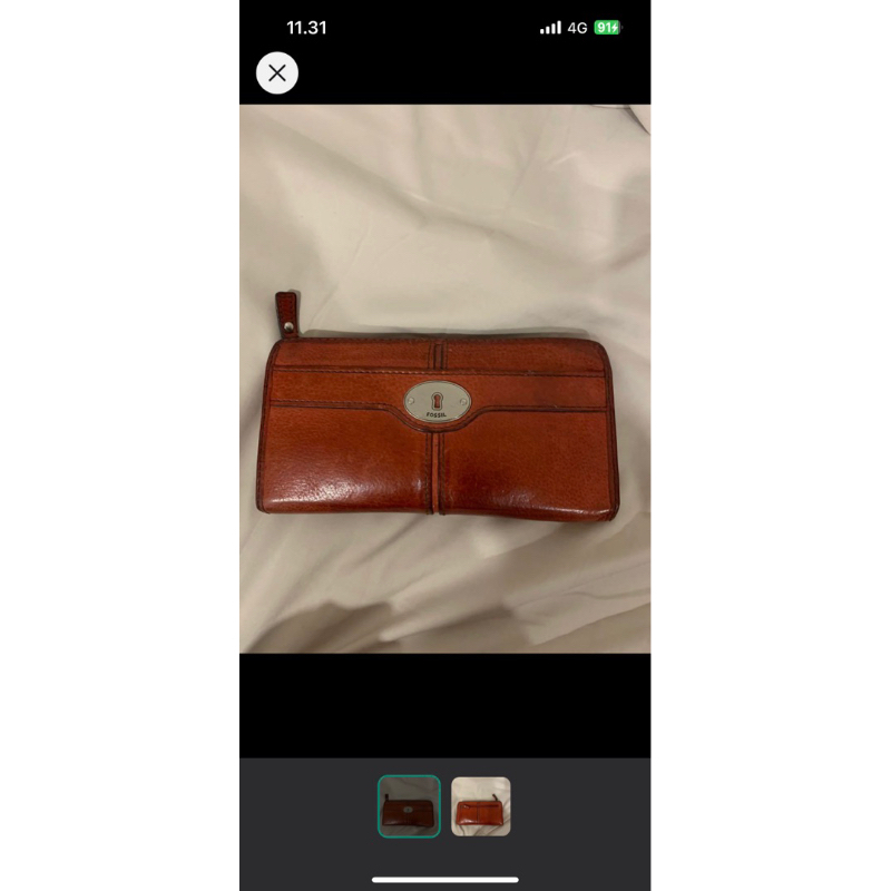 Fossil Vintage Leather Wallet Dompet Wanita merah Natural Kulit maroon red Clutch