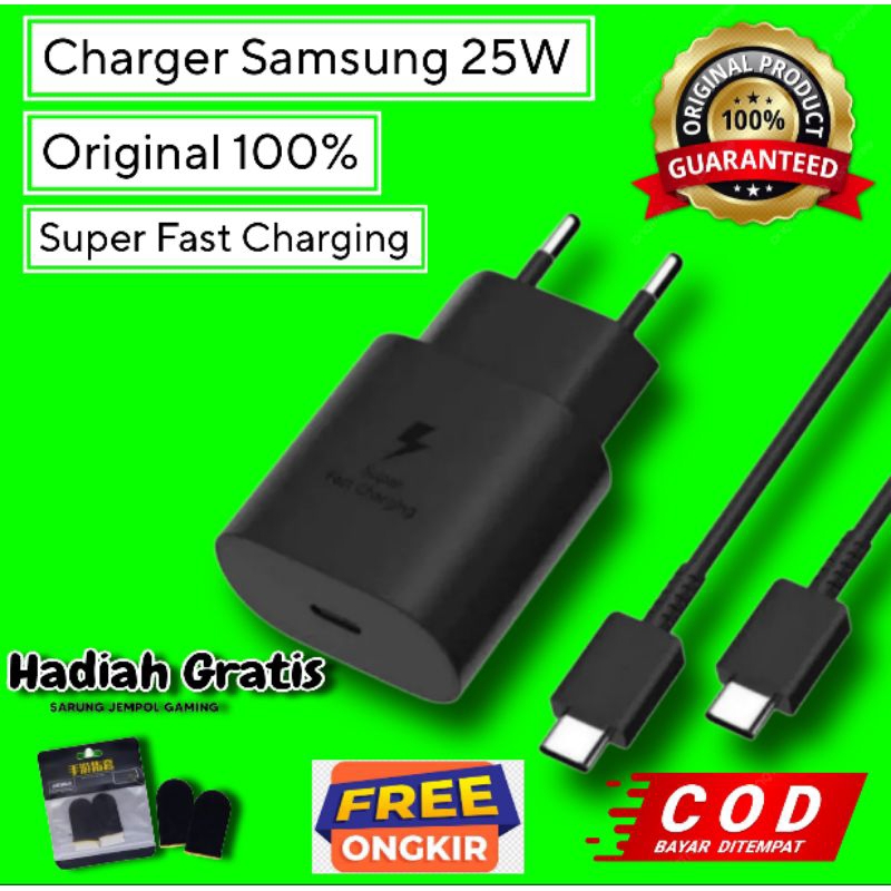 Charger Samsung Type C Fast Charging 25 Watt Original - Casan Hp A05 A05s A35 A56 5G A55 A54 A15 A06