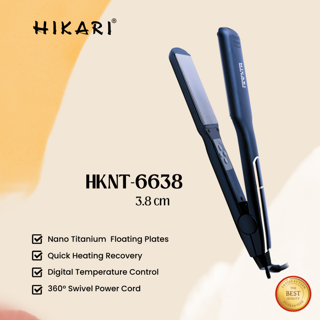 Hikari Hair Straightener HKNT-6638 Catok Pelurus Rambut Basah Kering Professional Salon Nano Titaniu
