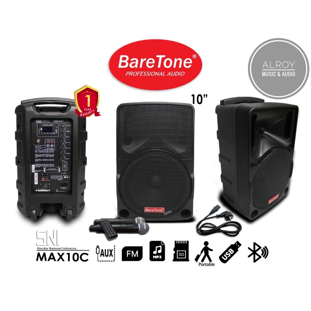 Speaker Portable Baretone 10" MAX10C / MAX 10C / MAX10 C / MAX 10 C