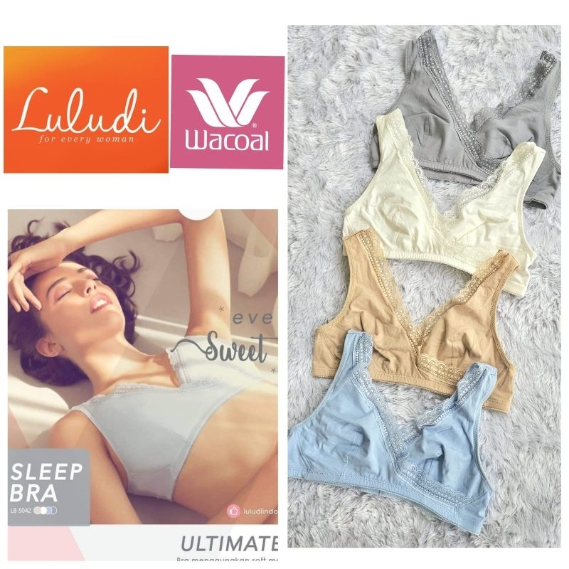 BRA LULUDI by WACOAL TANPA KAWAT TANPA BUSA SIZE S M L K7 LB 5042 SLEEP BRA  NON WIRE WIRELESS NON P