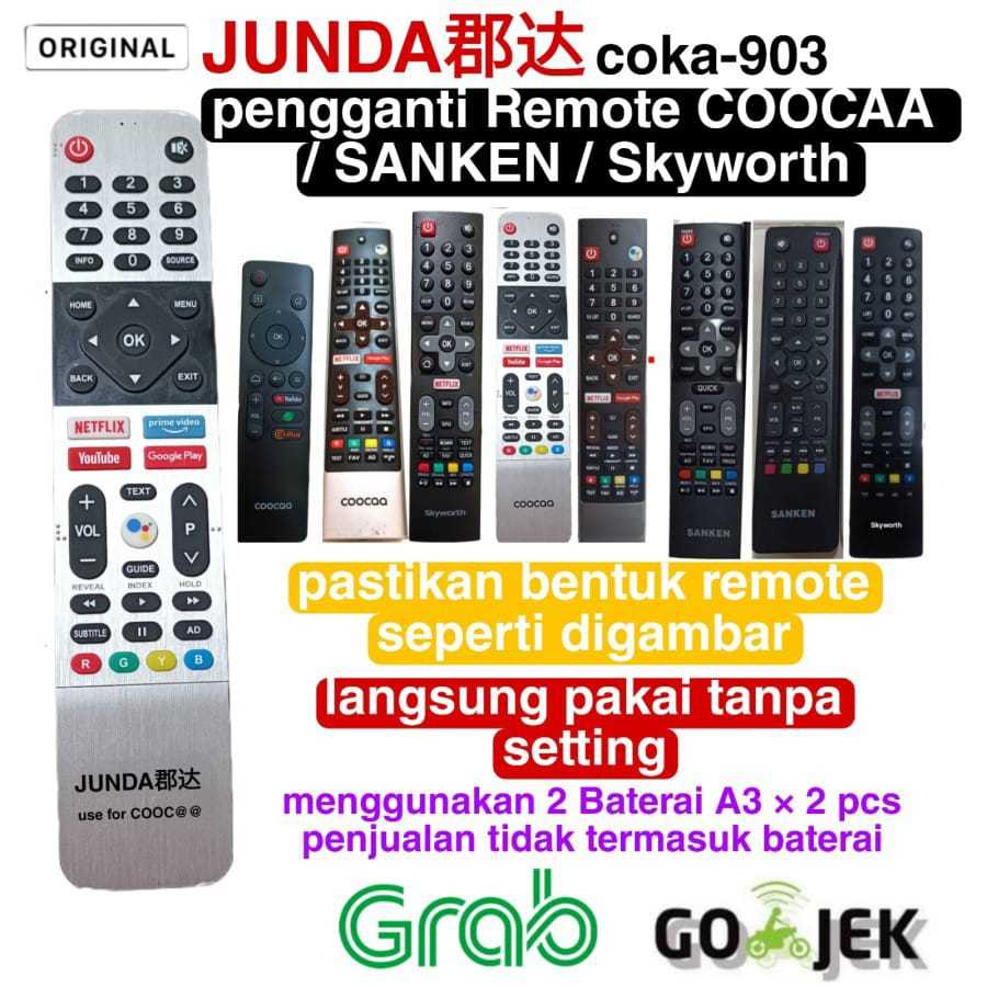 REMOTE SMART TV COOCAA ANDROID JUNDA 903 REMOTE LED SKYWORTH REMOTE LED SANKEN LUMIRE